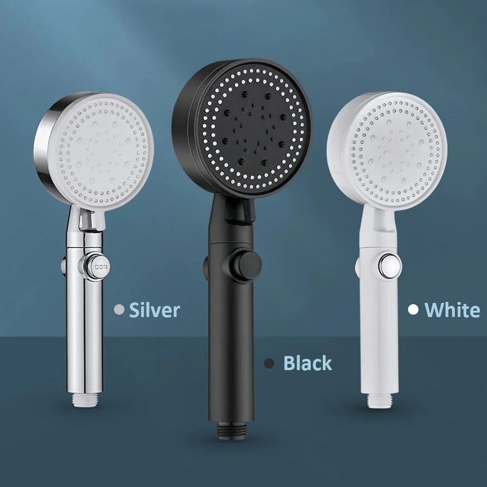 5 Mode High Pressure Shower Head Water Saving Black Adjustable Shower One-Key Stop Water Massage Eco