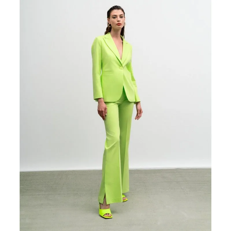 Access Lime Green Slit Hem Flared Pants