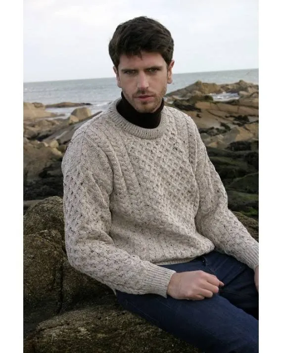 Aran Crew Neck Merino Sweater | Oatmeal