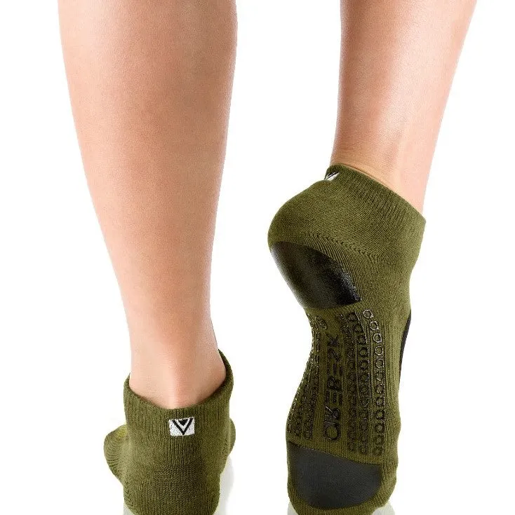 Arebesk Moto Grip Socks - Army Green (Barre / Pilates)