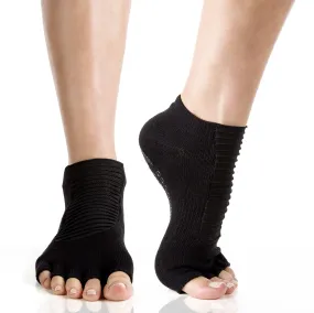 Arebesk Moto Open Toe Grip Socks - Black (Barre / Pilates)