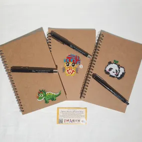 Assorted Diamond Art Stickers on Notebook with Social Gifting Pen Set