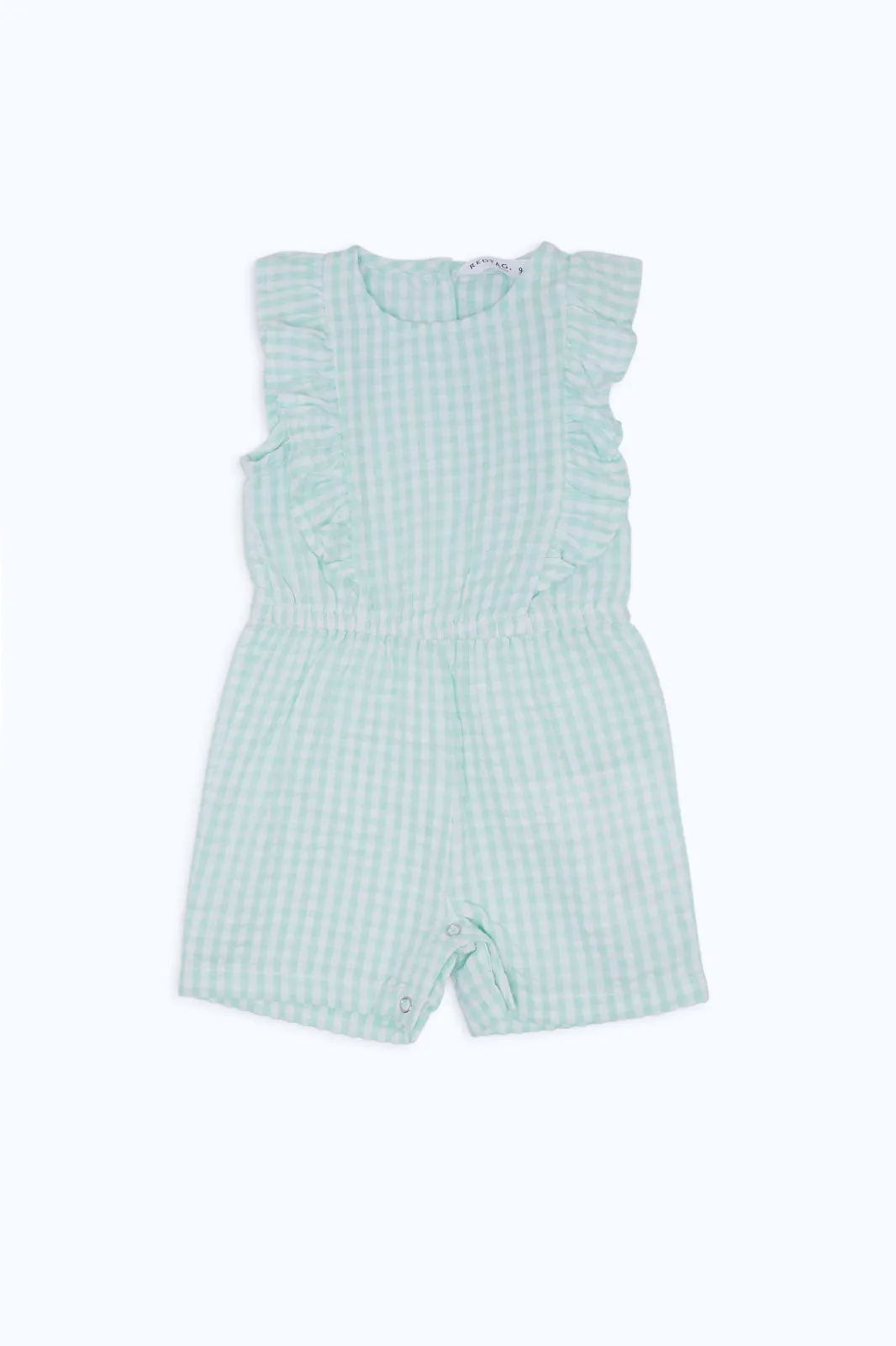 Babies Green Printed Check Romper