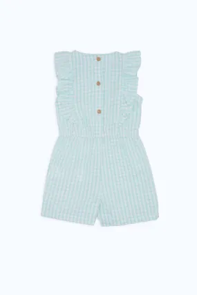 Babies Green Printed Check Romper