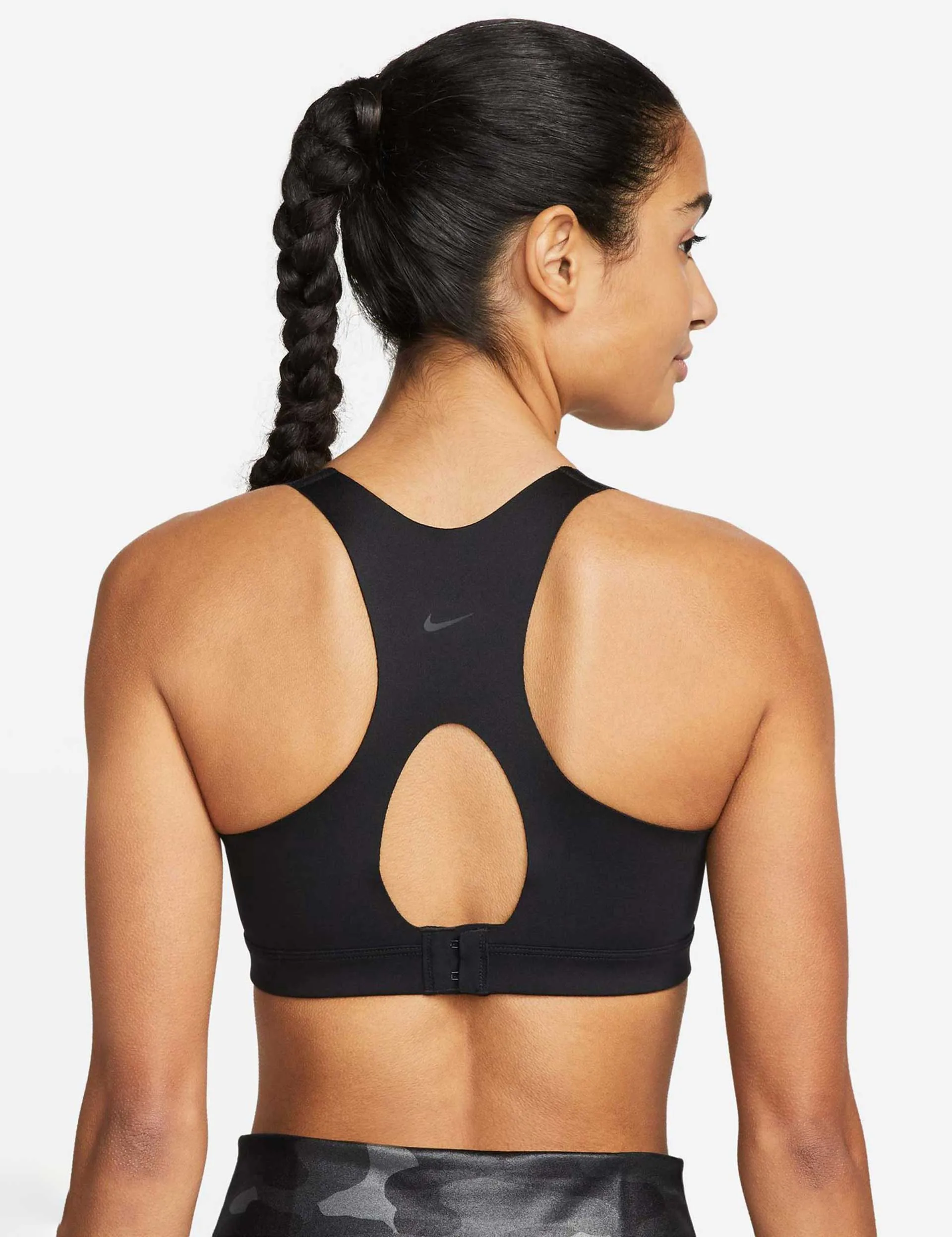 Dri-FIT Alpha Padded Zip-Front Sports Bra - Black/Dark Smoke Grey