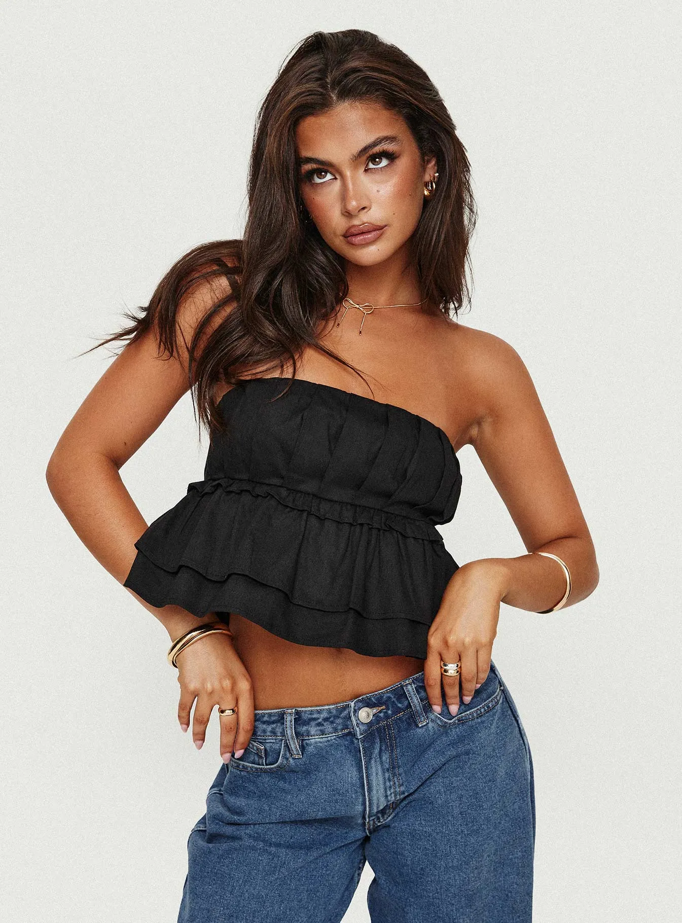 Ericka Strapless Top Black