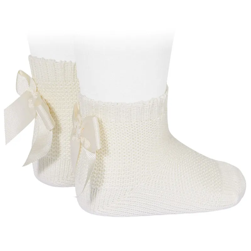 Garter Stitch Short Socks with Bow