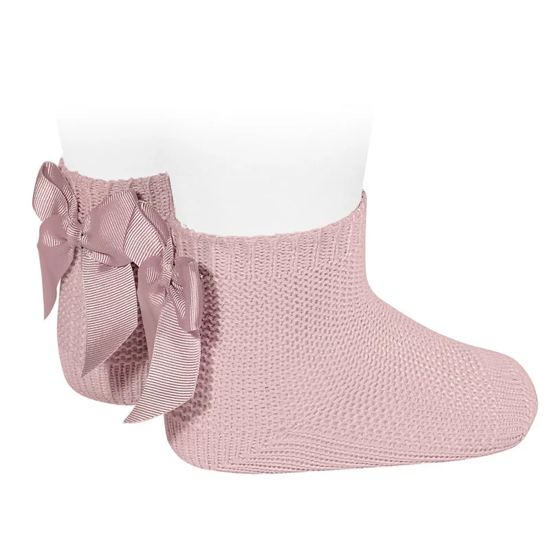 Garter Stitch Short Socks with Bow