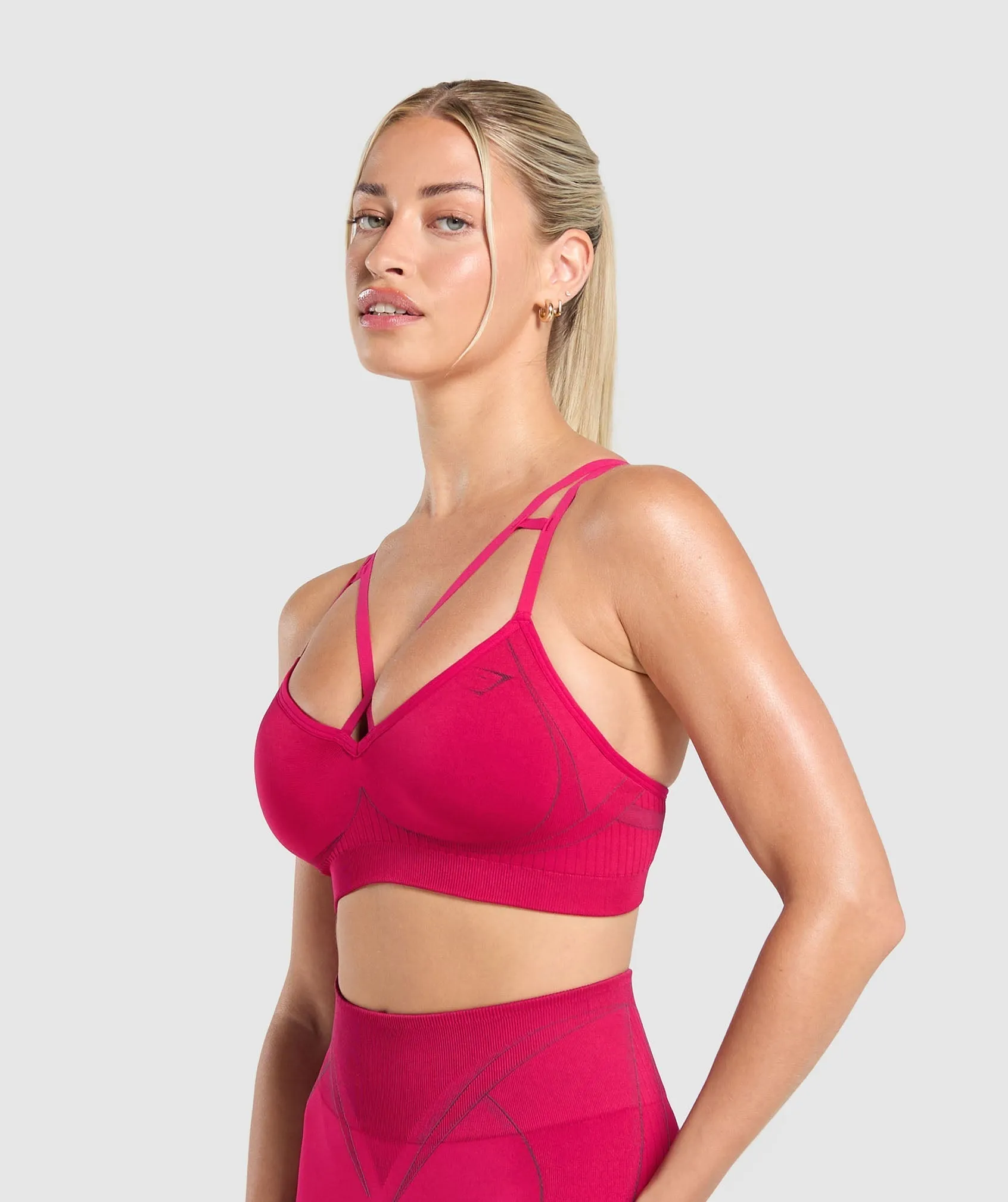 Gymshark Apex Contrast Sports Bra - Build Pink/Asphalt Grey