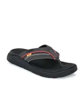 Hitz Men's Black Open Toe Casual Slippers