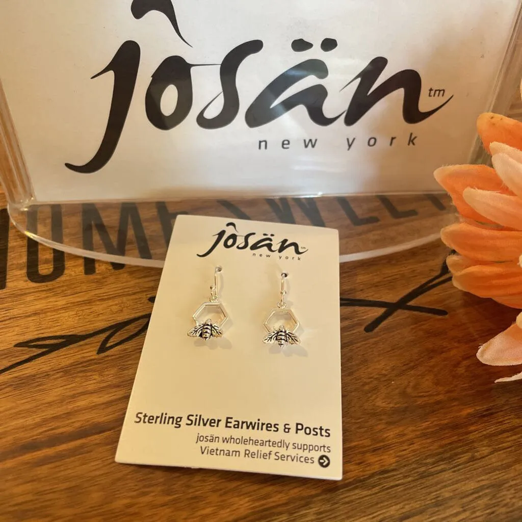 Josan SSW Petite Bee on Honeycomb Earrings