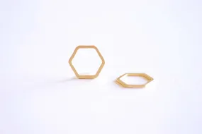 Matte Vermeil Gold Hexagon Connector Charm- 22k Gold plated Sterling Silver, jump ring, hexagon frame spacer link, honeycomb, Geometric, 362