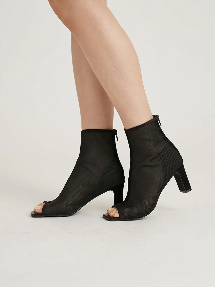 Open Toe Mesh Ankle Boot