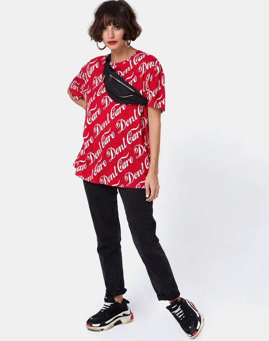 Oversize Basic Tee in Red Don’t Care Full Print