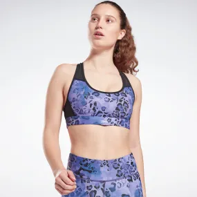 Reebok Apparel Women Modern Safari Lux Racer Padded Medium-Impact Sports Bra Vecnav/Hypprl