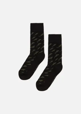 SHARK SOCKS BLACK w/OLIVE