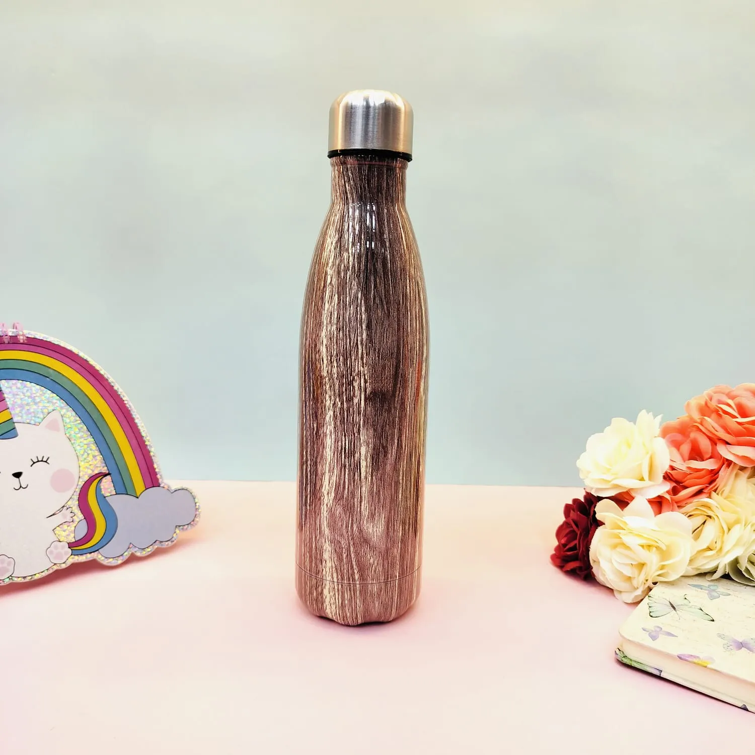 Shiny Woody Print Steel Water Bottle.(500mL)