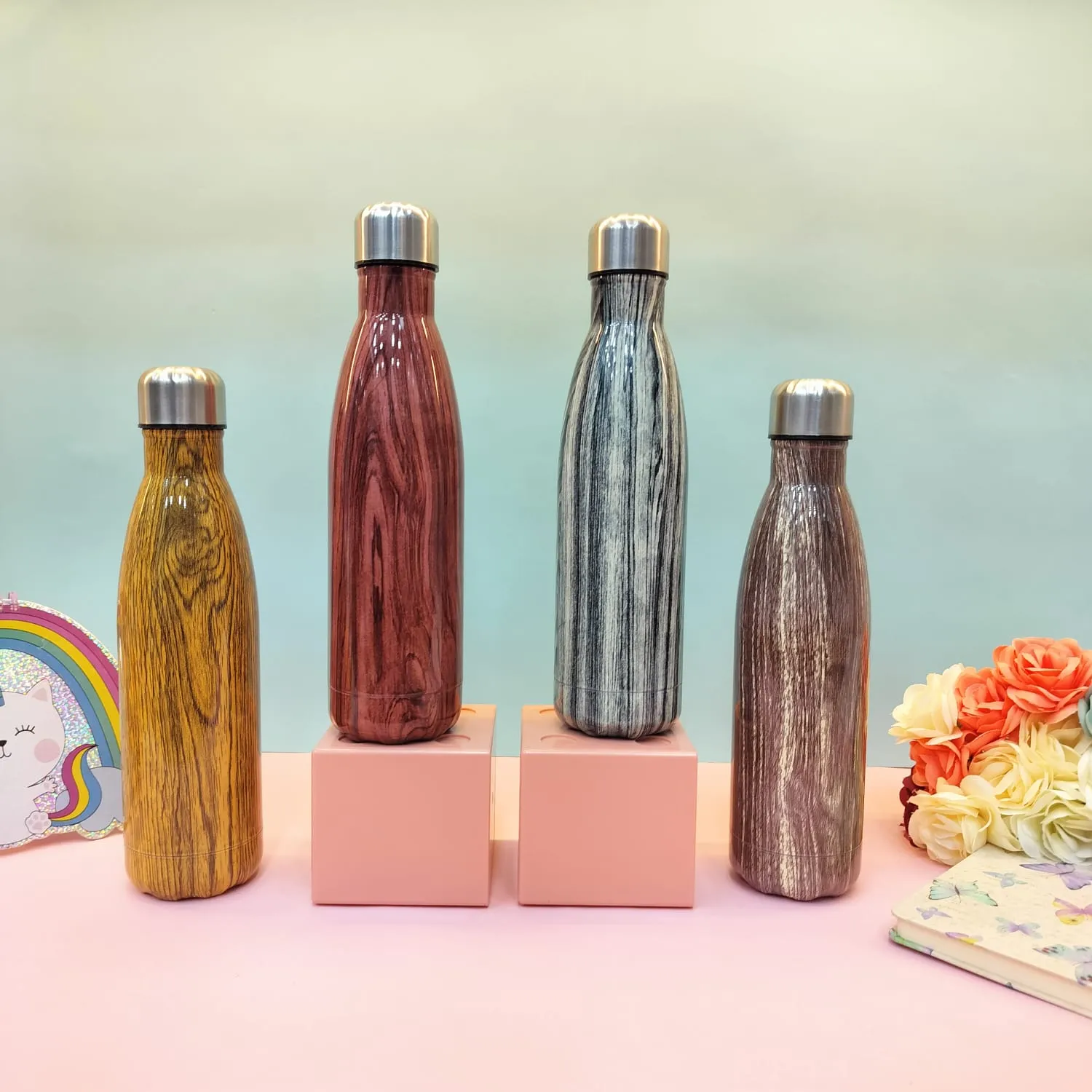 Shiny Woody Print Steel Water Bottle.(500mL)