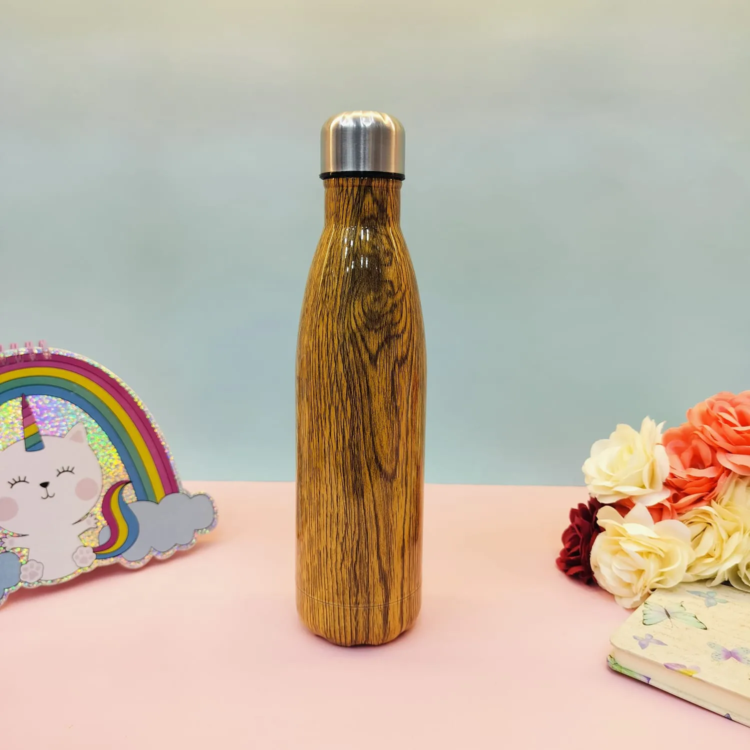 Shiny Woody Print Steel Water Bottle.(500mL)