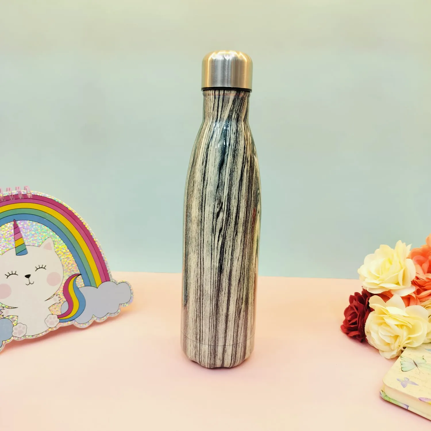 Shiny Woody Print Steel Water Bottle.(500mL)