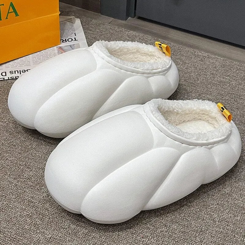 Thick Sole Plush Winter Slippers with Fur