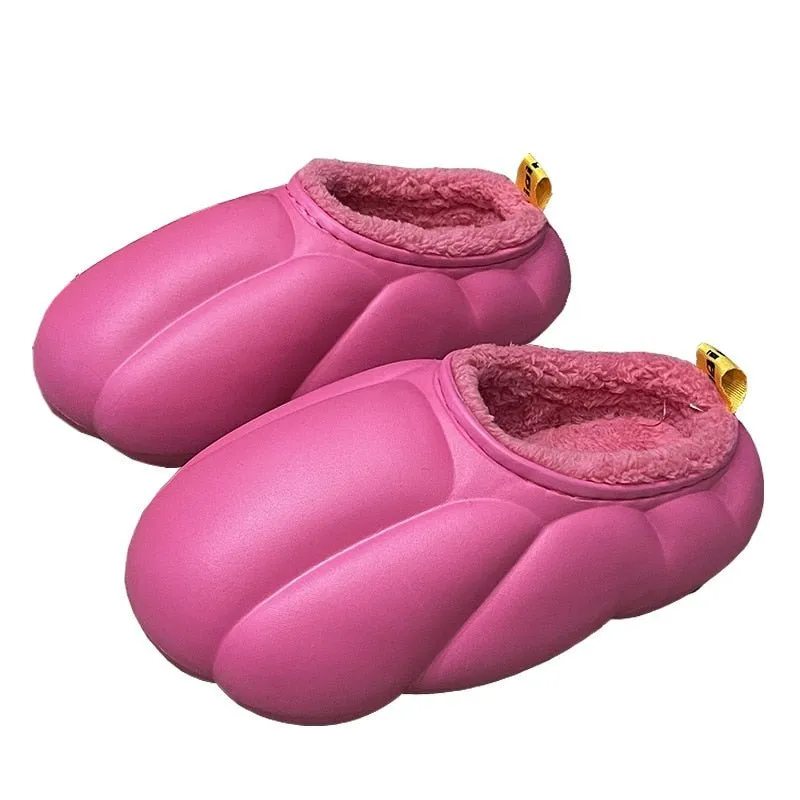 Thick Sole Plush Winter Slippers with Fur