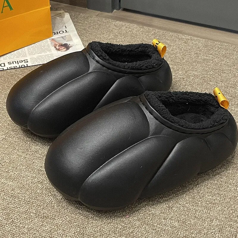 Thick Sole Plush Winter Slippers with Fur