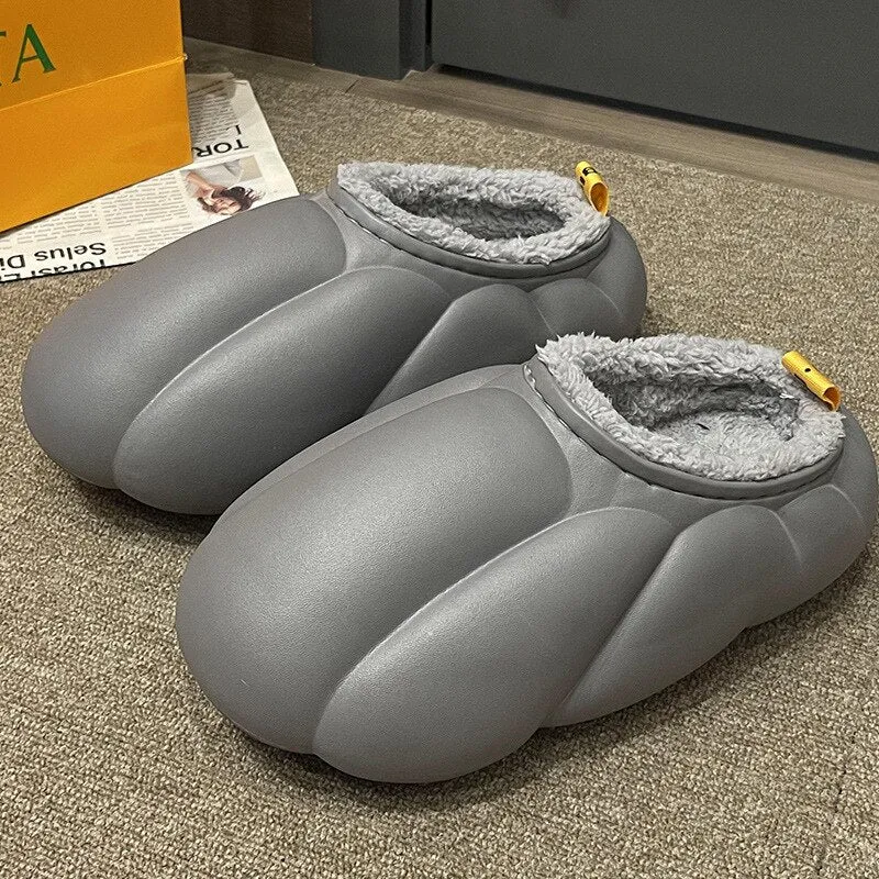 Thick Sole Plush Winter Slippers with Fur