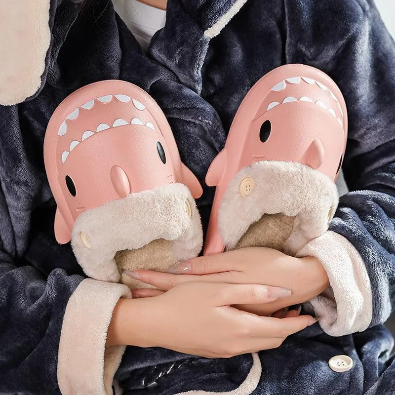 Winter Shark Shoes House Slippers - Warm Couple Slippers