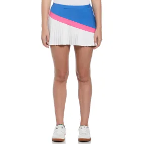 Women's Asymmetrical Color Block Pleated Tennis Skort